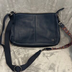 The Sak Navy Crossbody Bag with Colorful Strap